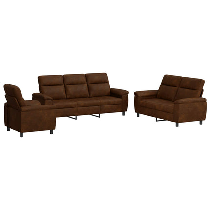 Sofa Sæt 3 pcs Brun Faux Suede Læder