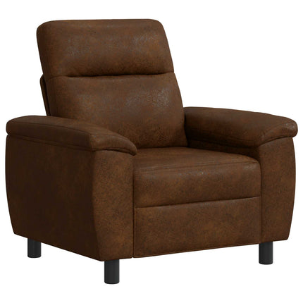 Sofa Sæt 3 pcs Brun Faux Suede Læder