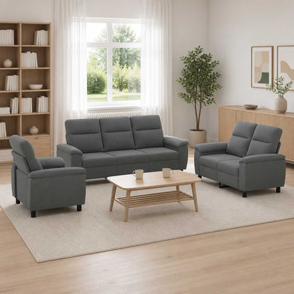 Sofa Sæt 3 pcs Mørkegrå Stof