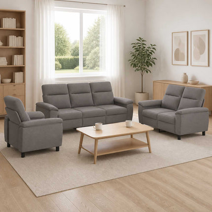 Sofa Sæt 3 pcs Gråbrun Stof