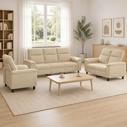 Sofa Sæt 3 pcs Cremefarvet Stof