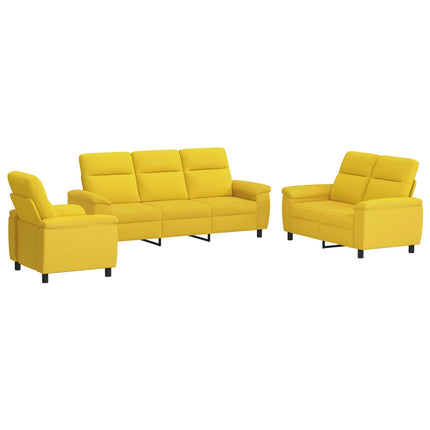 Sofa Sæt 3 pcs Lys Gul Stof