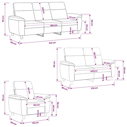 Sofa Sæt 3 pcs Hvid Stof