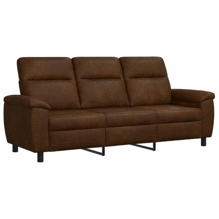 Sofa Sæt 3 pcs Brun Faux Suede Læder