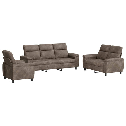 Sofa Sæt 3 pcs Lysegrå Faux Suede Læder