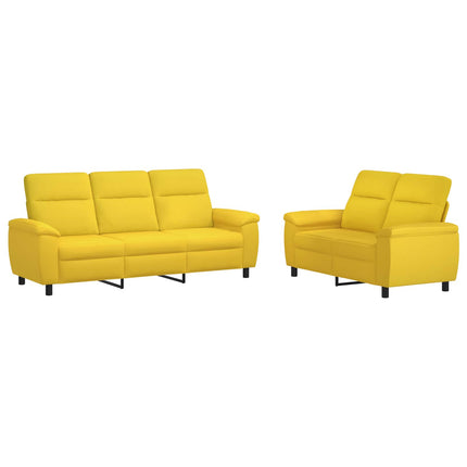 Sofa Sæt 2 pcs Lys Gul Stof