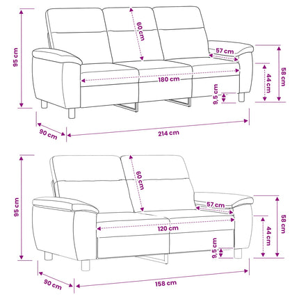 Sofa Sæt 2 pcs Brun Stof