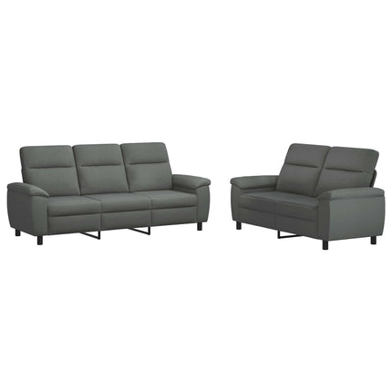 Sofa Sæt 2 pcs Mørkegrå Stof
