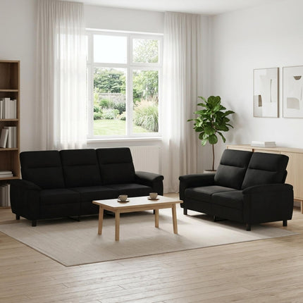 Sofa Sæt 2 pcs Sort Stof