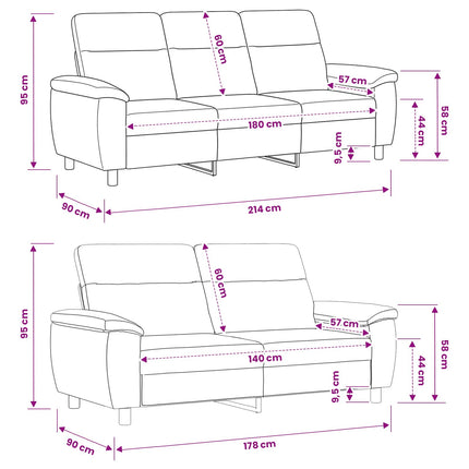 Sofa Sæt 2 pcs Sort Stof