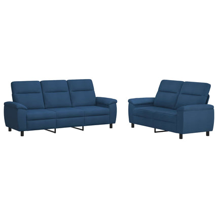 Sofa Sæt 2 pcs Blå Stof