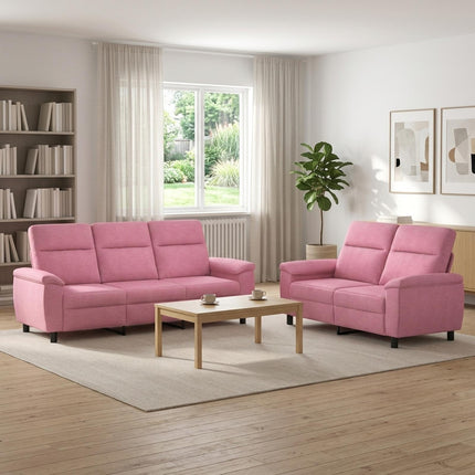Sofa Sæt 2 pcs Lyserød Stof
