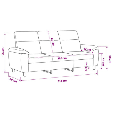Sofa Brun 214 x 90 x 95 cm Faux Suede Læder