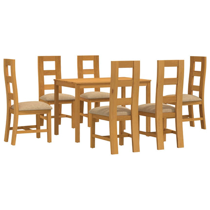 Spisestuesæt 7 stk. Beige Massivt Eg Træ