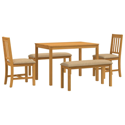 Spisestuesæt 5 stk. Beige Massivt Eg Træ