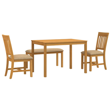 Spisestuesæt 4 stk. Beige Massivt Eg Træ