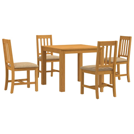 Spisestuesæt 5 stk. Beige Massivt Eg Træ