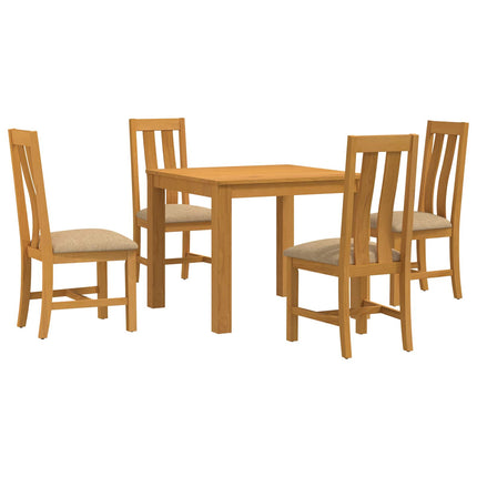 Spisestuesæt 5 stk. Beige Massivt Eg Træ