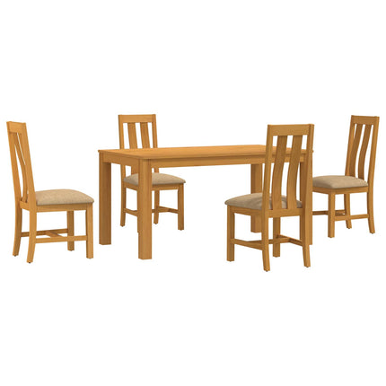 Spisestuesæt 5 stk. Beige Massivt Eg Træ