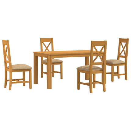 Spisestuesæt 5 stk. Beige Massivt Eg Træ