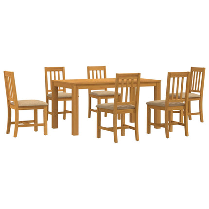 Spisestuesæt 7 stk. Beige Massivt Eg Træ