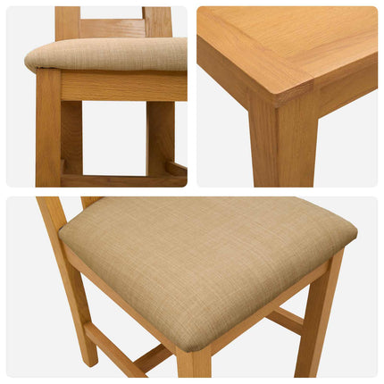 Spisestuesæt 7 stk. Beige Massivt Eg Træ