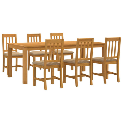 Spisestuesæt 7 stk. Beige Massivt Eg Træ