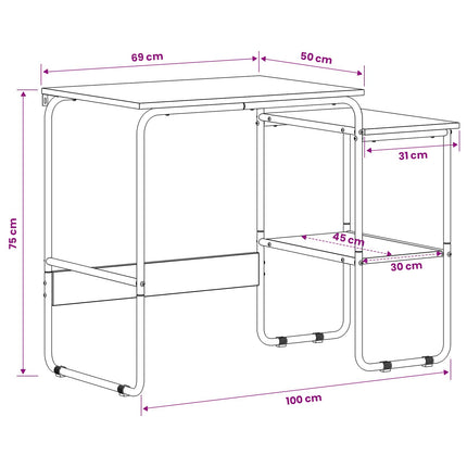 Skrivebord med opbevaring Egetræ 100 x 50 x 75 cm