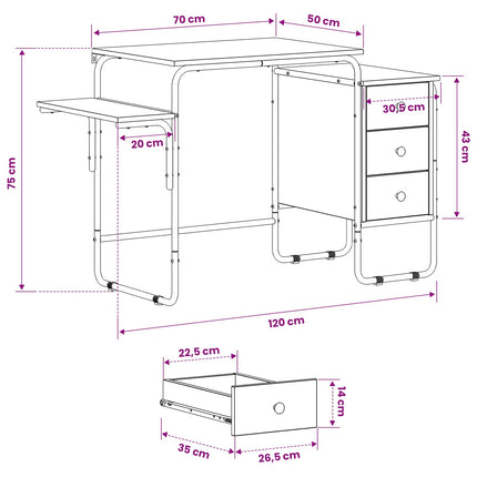 Skrivebord med opbevaring Artisan-eg 120 x 50 x 75 cm