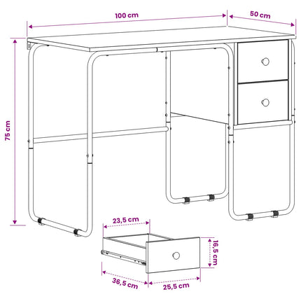 Skrivebord med opbevaring Røget eg 100 x 50 x 75 cm