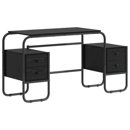 Skrivebord med opbevaring Sort eg 145 x 50 x 75 cm