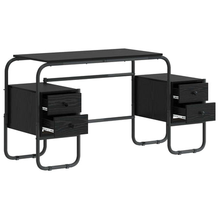 Skrivebord med opbevaring Sort eg 145 x 50 x 75 cm