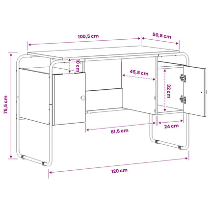Skrivebord med opbevaring Sonoma-eg 120 x 50,5 x 75,5 cm