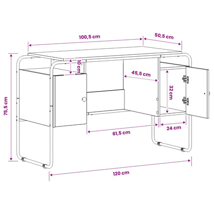 Skrivebord med opbevaring Egetræ 120 x 50,5 x 75,5 cm