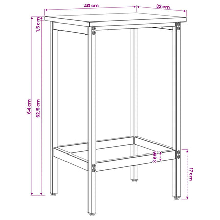 Barbænk 2 stk. Sort eg 40 x 32 x 64 cm Konstrueret træ