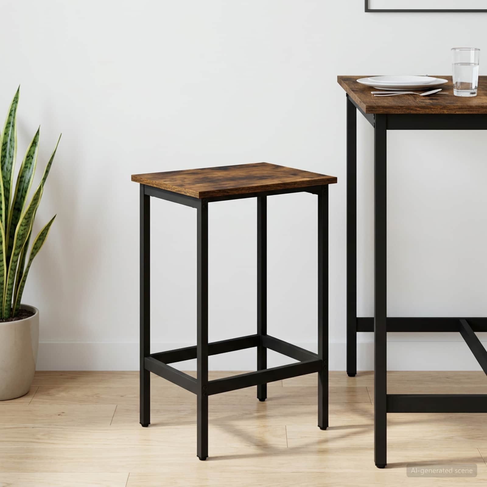 Barbænk Røget eg 40 x 32 x 64 cm Konstrueret træ billede