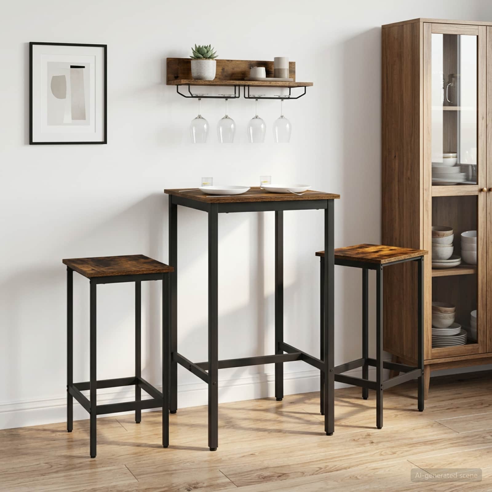 Barbænk 2 stk. Røget eg 40 x 32 x 64 cm Konstrueret træ billede
