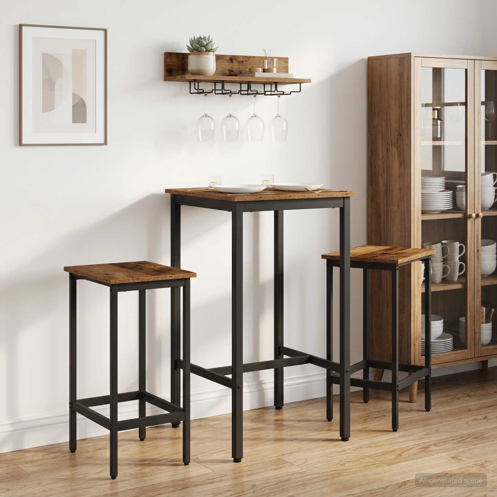 Barbænk 2 stk. Gammelt træ 40 x 32 x 64 cm Konstrueret træ billede
