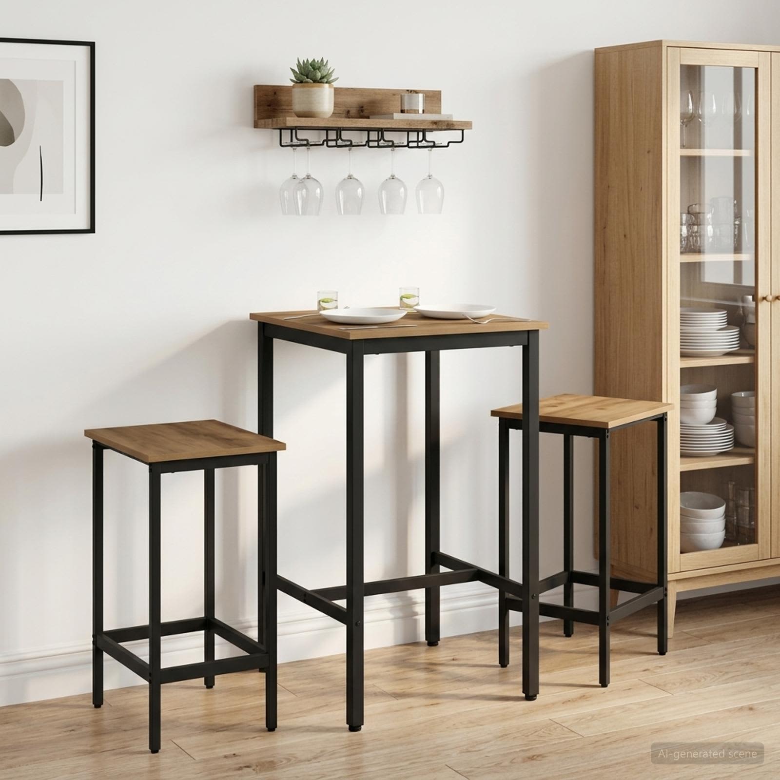 vidaXL Barbænk 2 stk. Artisan-eg 40 x 32 x 64 cm Konstrueret træ