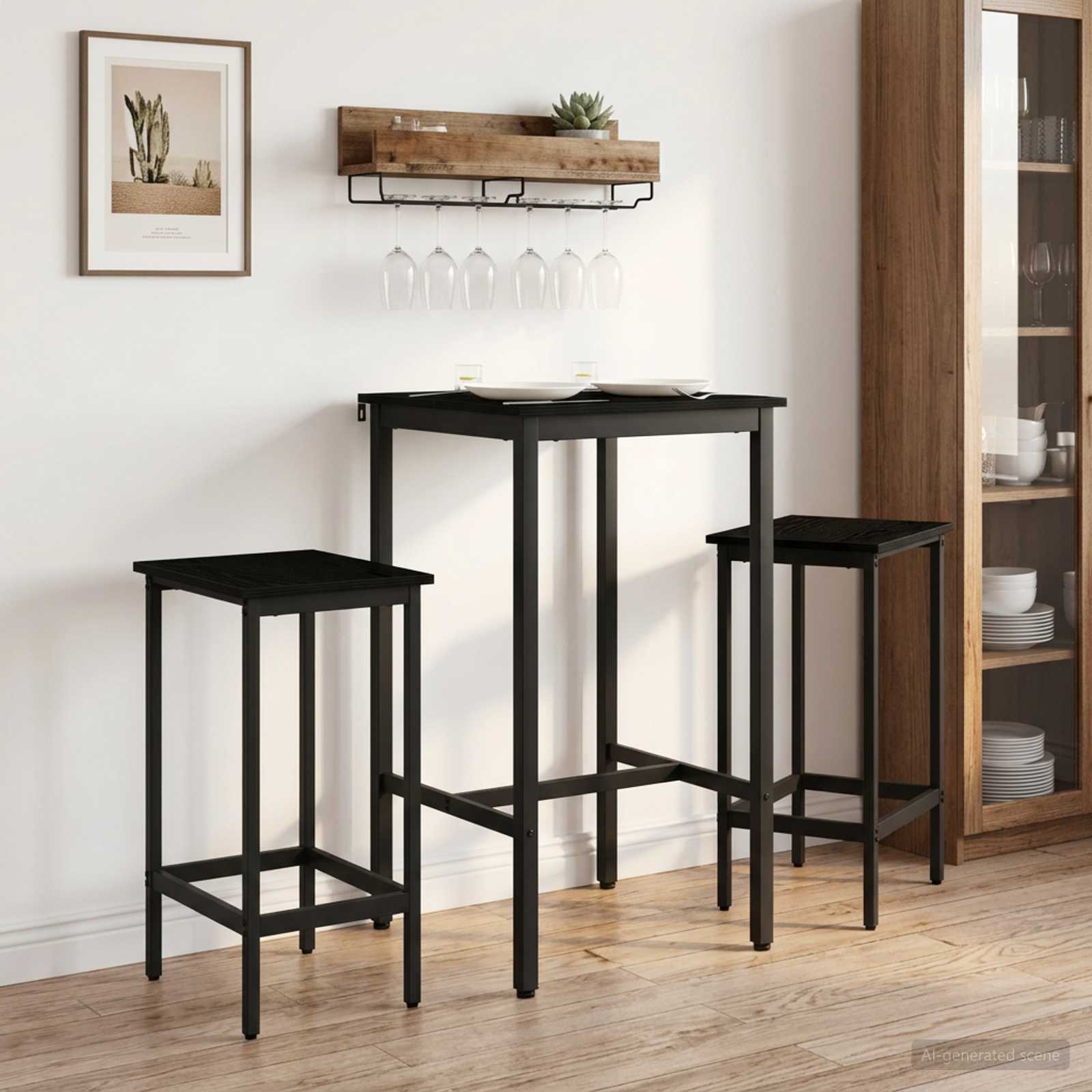Barbord 52 x 52 x 110 cm Konstrueret træ Sort eg Rektangulær