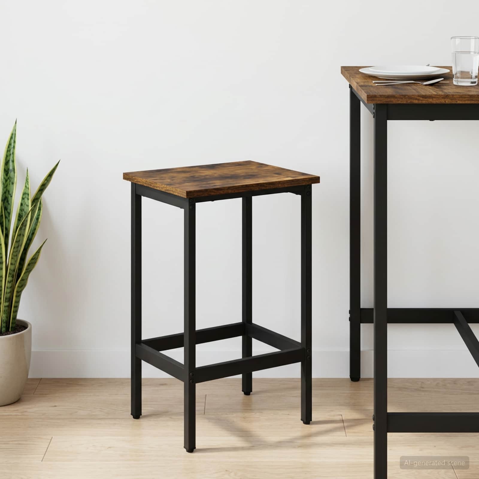 Barbænk Røget eg 40 x 32 x 74 cm Konstrueret træ billede