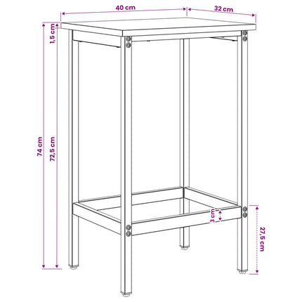 Barbænk Røget eg 40 x 32 x 74 cm Konstrueret træ