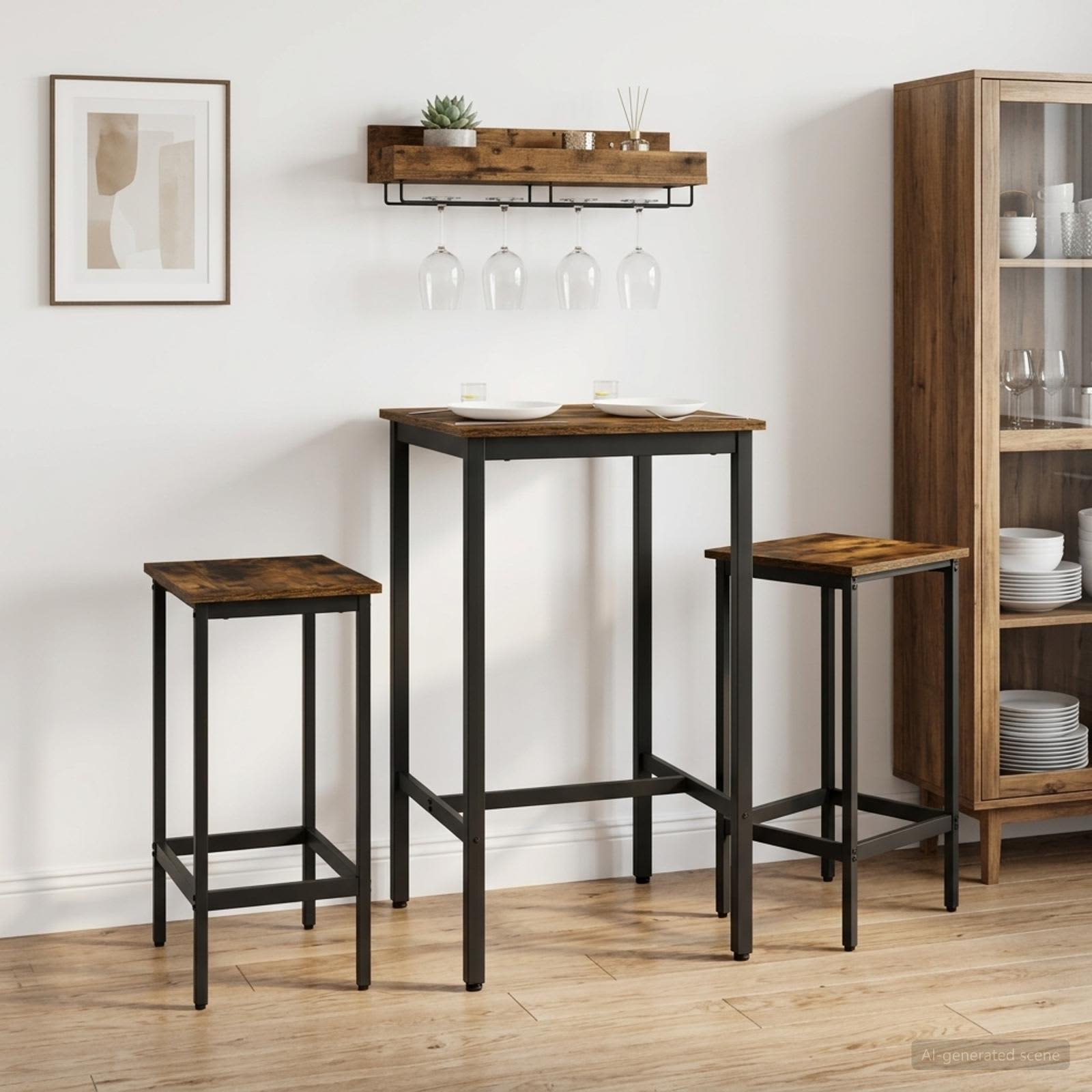 Barbænk 2 stk. Røget eg 40 x 32 x 74 cm Konstrueret træ billede