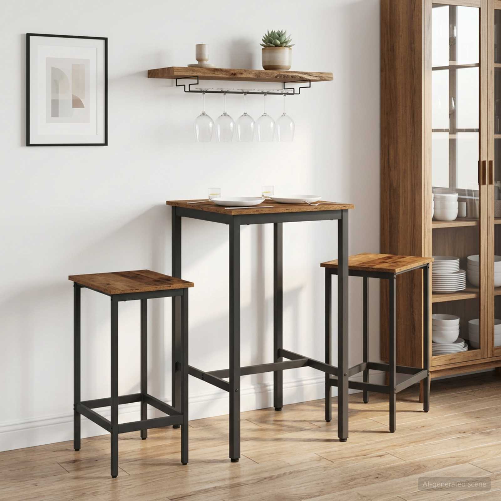 Barbænk 2 stk. Gammelt træ 40 x 32 x 74 cm Konstrueret træ billede
