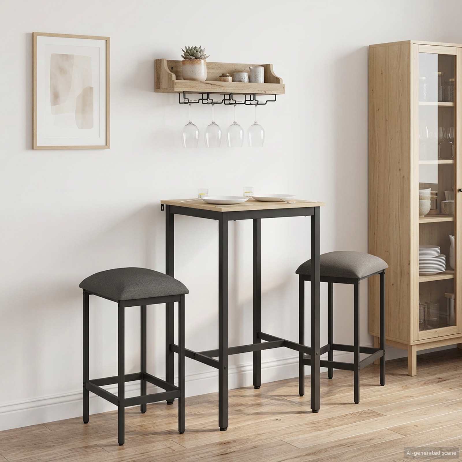 Barbænk 2 stk. Lysegrå 40 x 32 x 64 cm Konstrueret træ billede