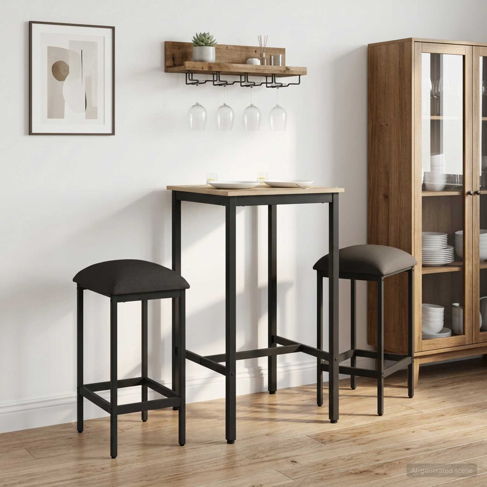 Barbænk 2 stk. Mørkegrå 40 x 32 x 64 cm Konstrueret træ billede