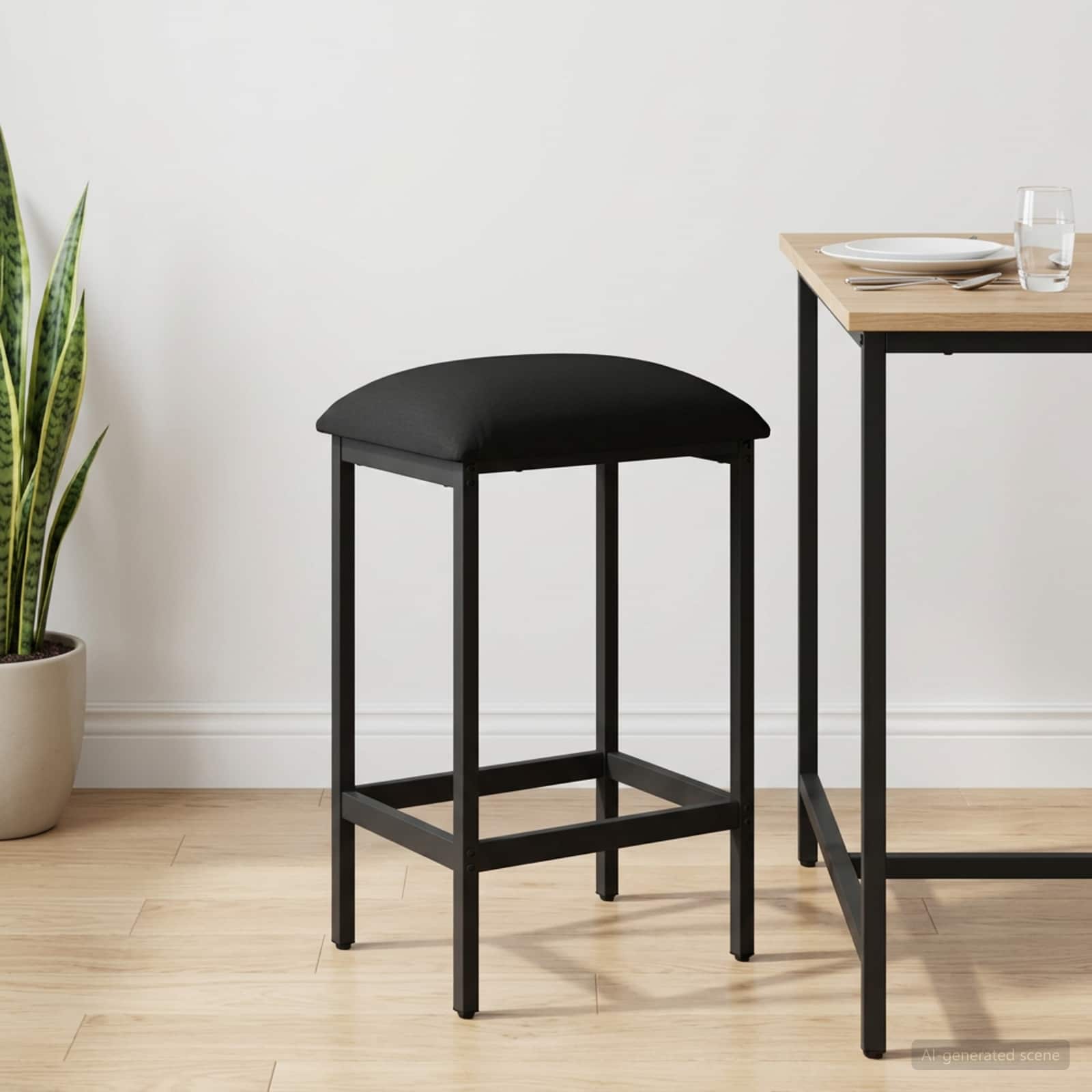 Barbænk Sort 40 x 32 x 64 cm Konstrueret træ billede