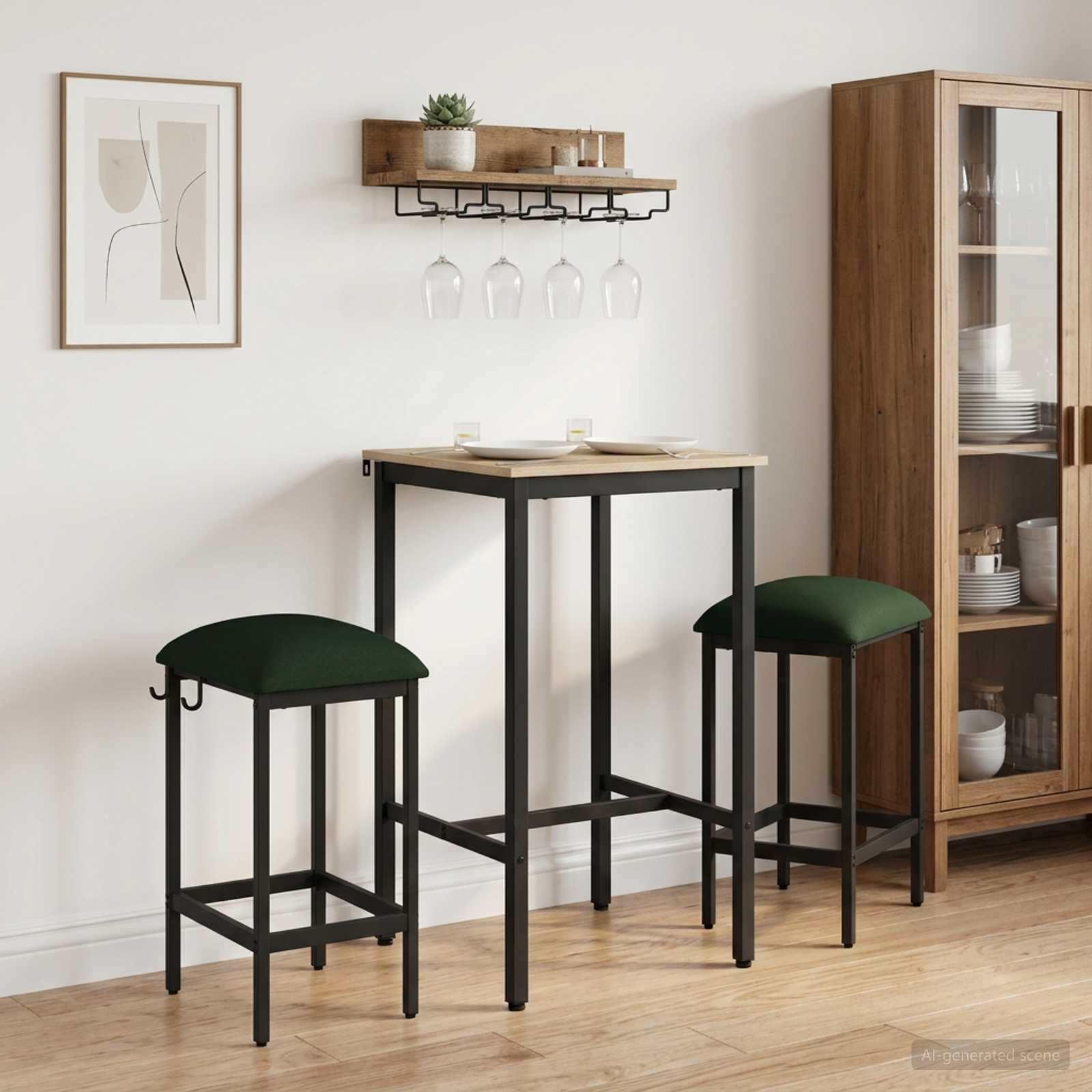Barbænk 2 stk. Mørkegrøn 40 x 32 x 64 cm Konstrueret træ billede
