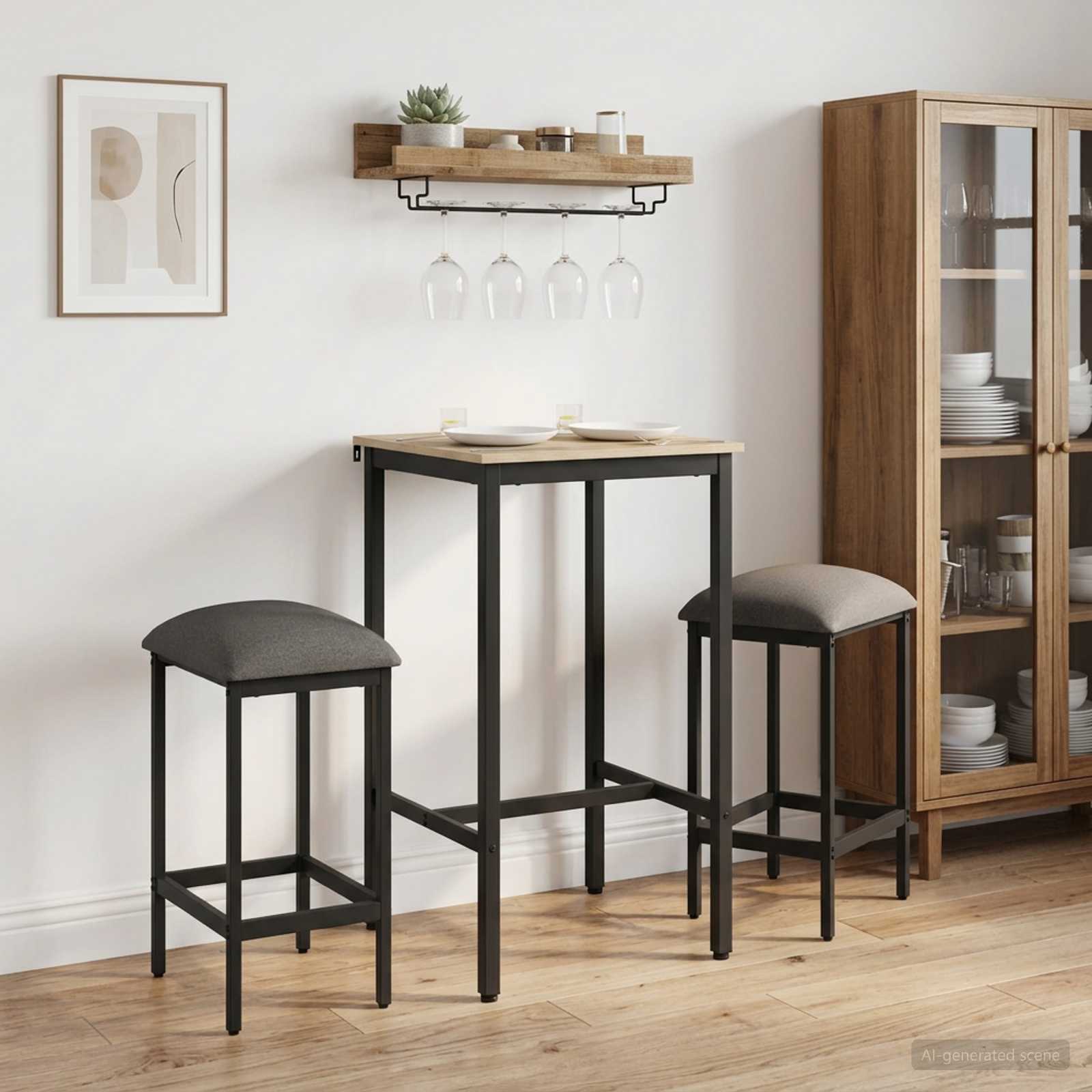 Barbænk 2 stk. Lysegrå 40 x 32 x 74 cm Konstrueret træ billede