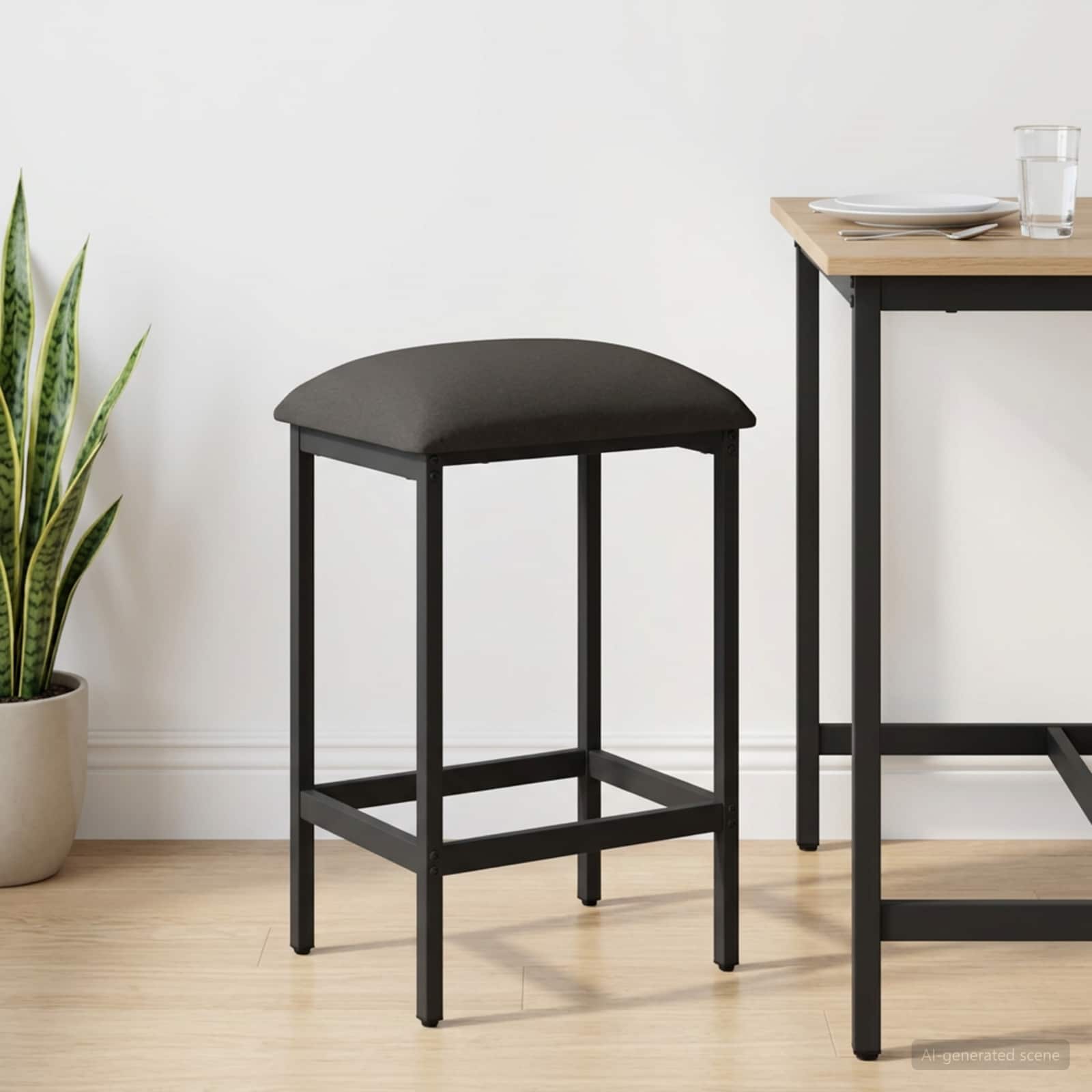 Barbænk Mørkegrå 40 x 32 x 74 cm Konstrueret træ billede